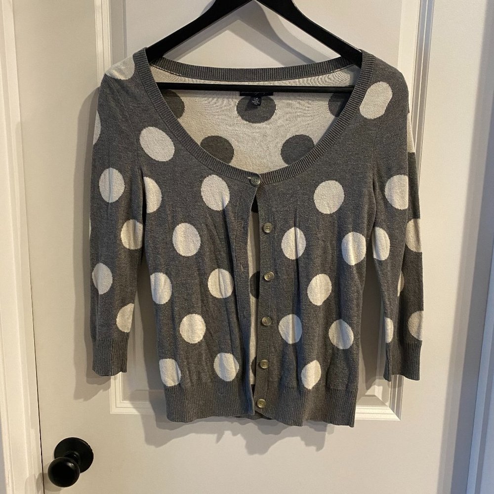 American Eagle | Grey & White Polka Dot Cardigan